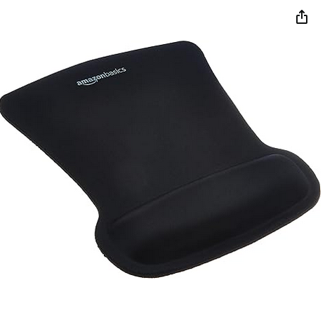 Amazon Basics Rectangular Gel Computer Mouse Pad with Wrist Support Rest, Small, Black